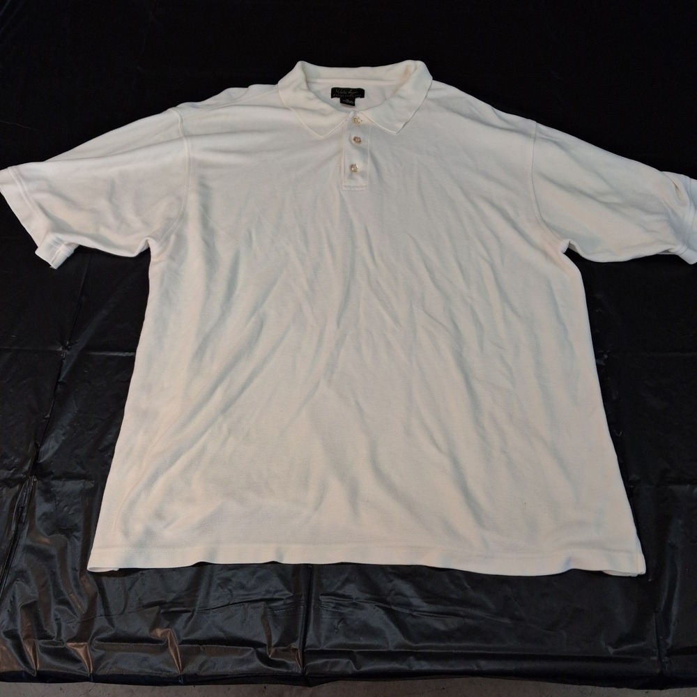 Walter Hagen Polo Shirt Mens XL Cream Short Sleeve Ribbed Golf EUC